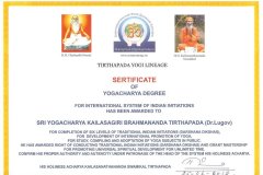 Сертификат Йога Ачарья Индийских Посвящений
